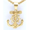 JAJAFOOK Men's Stainless Steel Silver Nautical Anchor Jesus Cross Necklace