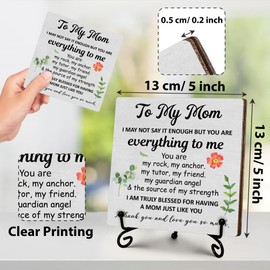 Thank You Gifts for Women Mom, Mother's Day Thanksgiving Gifts, Birthday Christmas Gift for Moms Mama, To My Mom Wooden Sign with Stand for Family Kitchen Bedroom Decor, 5" x 5"-A12