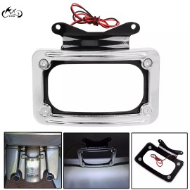 Unbranded Curved Laydown License Plate Mount Frame LED Light For Harley Street Glide FLHX