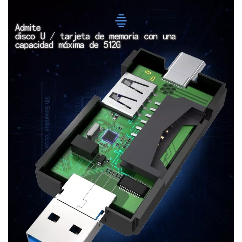 Baellerry Adaptador Lector Tarjetas Usb Tipo-c Sd Tf Otg Pc
