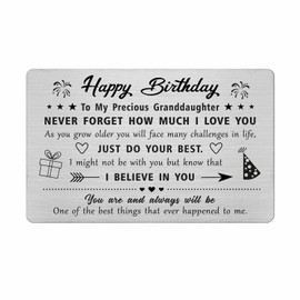 FALOGI Granddaughter Birthday Cards, Happy Birthday Granddaughter, Granddaughter Birthday Gifts, Metal Engraved Wallet Card