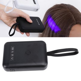 UV LED Hair Extension Lamp, 405nm LED V Light Extensions Kit, 18W Rechargeable Hair Extension Tool with Battery Display, 6 LED Beads, for Home Salon Fast Curing Wig (Black)
