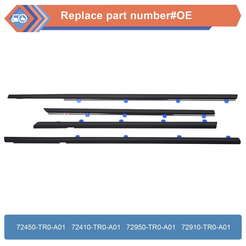 ZONFANT 4 Pcs Car Outer Door Window Moulding Trim Weatherstrip