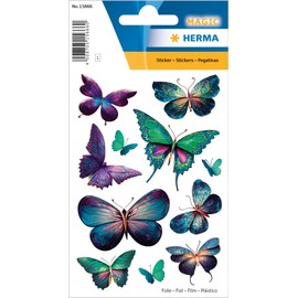 HERMA 15666 Butterflies Glitter Small Large 11 Pieces Butterfly Stickers in Blue Purple Green Butterfly Labels for Photo Album Diary Poetry Album Scrapbooking Decoration Letters DIY