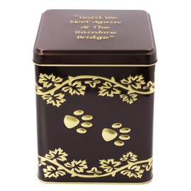 Large Rainbow Bridge Paw Print Economy Pet Cremation Urn Tin - 85 Cubic Inch Capacity for a Pet Weighing up to 70 Pounds - Pet Memorial Urn Tin for Ashes