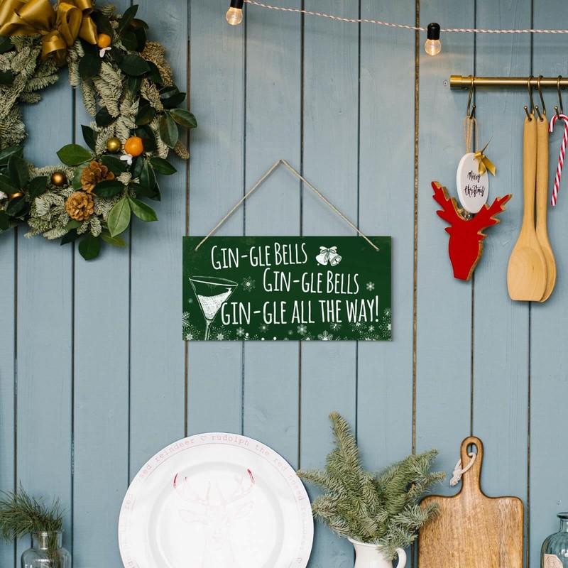 Second Ave Funny Gin-gle Bells Christmas Xmas Wooden Hanging Decoration