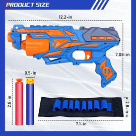 POKONBOY 2 Pack Toy Foam Blaster Gun, Blaster Toy Gun with 2 Wristbands and 80 Pcs Refill Darts 6-Dart Rotating Drum Toy Blaster Compatible with Nerf Gun Birthday Gift for Kids Age 6+