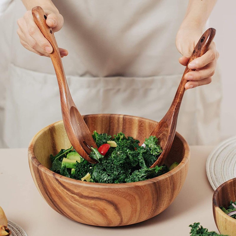 LUXIS DESIGNS Acacia Wave Serving Bowl for Fruits or Salads,