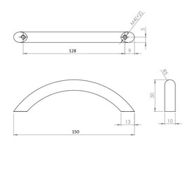 cyclingcolors 2 x Furniture Handles 128 mm Shiny Steel White with Screws Metal Kitchen Handles Door Handle