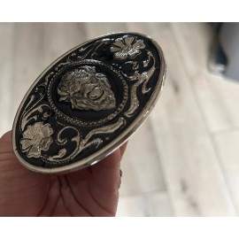 beltsbucklesbolos Buffalo Head Belt Buckle - Bison Western Silver Engraved - Men's Animal Yellows