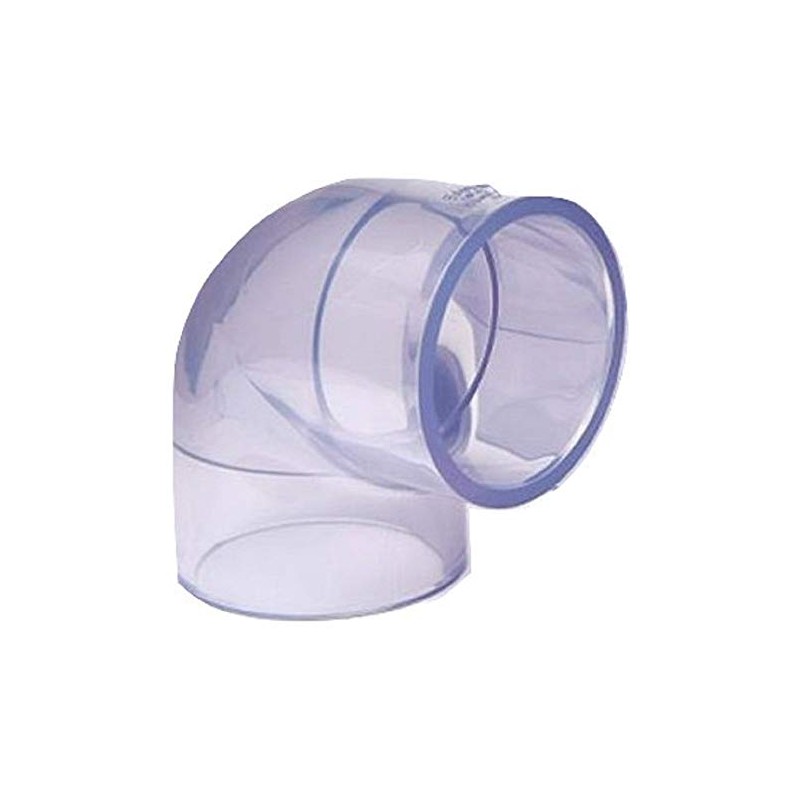 Clear PVC Pipe Fitting (bluish tint): 90 Degree Elbow, Schedule