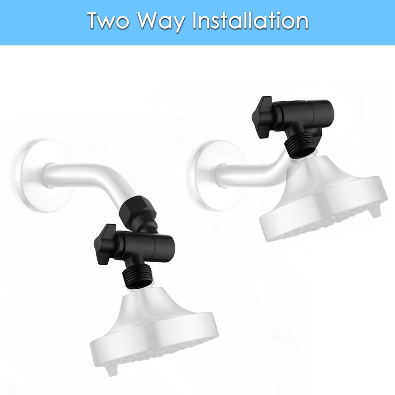 Senhozi Matte Black Shower Arm, Shower Head Elbow Adapter, Shower
