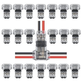 20pcs T Shape 2 Pin Wiring Connector Car Connector Branch Wire Connector 36V 9A 0.3sq-0.75sq AWG 18-22 Compatible Wire Diameter φ1.5mm-φ2.1mm