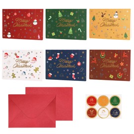 Christmas Cards Set of 18, Folded Christmas Greeting Cards with Envelopes - 6 Designs, 165 x 115 mm Folding Cards - Simple Elegant Greeting Card for Family, Friends and Business