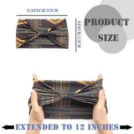 FULZTEY Boho Wide Headbands for Women Vintage Floral Head Bands Large African Bandana Hairbands Non Slip Yoga Workout Sweat Headwraps Cotton Thick Turban Fashion Hair Accessories 4Pcs