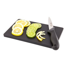 Restaurantware Bar Cutting Board Food Prep Cutting Board Bar Prep - 6" x 10" - Black - Premium Plastic - Professional Grade - Non-Slip - 1ct Box