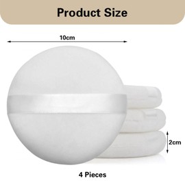 Pack of 4 Round Powder Puff, Round Loose Powder Puff, Body Tassel, Makeup Tassel, Reusable Powder Puff, Suitable for Liquid, Cream and Powder