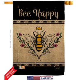 Queen Bee Happy House Flag Eagle Set Garden Friends Butterfly Ladybugs Dragonfly Springtime Insect Natural Wildlife Small Decorative Gift Yard Banner Double-Sided Made In USA 28 X 40