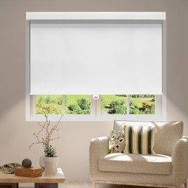 Amgo Blackout Roller Window Shades, Free-Stop Cordless Roller Shades, Easy Install Room Darkening Shades, Thermal-Insulated Window Shades for Home, Bedroom, Office & Door (White, 23" W X 72" H)