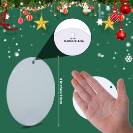 WLLHYF 10Pcs Acrylic Ornament Blanks 4 Inch Circle Clear Blanks Round Transparent Disc Blanks with Hole for DIY Keychain Vinyl Crafts Christmas Decor Engraving Painting