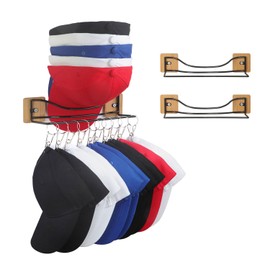 JSVER Wall Mount Hat Rack Hat Organizer, Modern Metal Hat Holder Holds Up to More Than 30 Caps, Hat Organizer For Baseball Caps (2 PCS/Set)