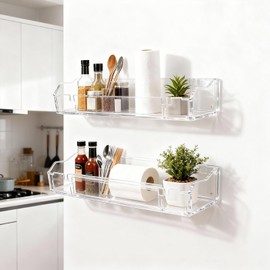 EIIXMSO Floating Shelves for Wall, Acrylic, Clear, 2 Count