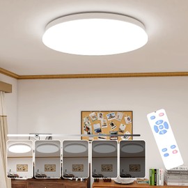 ICHIYO LED Ceiling Light 6-Jo Slim Type Dimming Type Daylight Color 24W 2800lm with Remote Control LED Ceiling Light Night Light Mode Memory Function 30-Minute/60-Minute Sleep Timer Entrance Bedroom