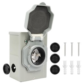 50 Amp Generator Power Inlet Box, NEMA SS2-50P Weatherproof Pre-Drilled Generator Outlet Box for 3 Prong Generator Cord, 125/250V 6250/12500 Watts Power Inlet Box with LED Power Indicator, ETL Listed