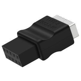 COMeap - Adaptador de extensión de cabecera USB 2.0 a USB 3.2 Gen 1 para placa base con llave tipo E, enchufe de panel frontal hembra a cabezal de 9 pines adaptador de conversión interno, color negro