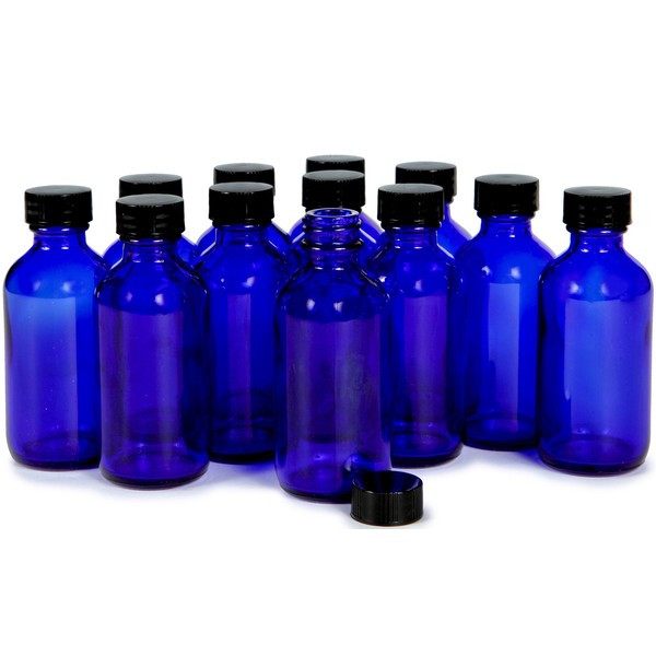 Vivaplex, 12, Cobalt Blue, 2 oz Glass Bottles, with Lids