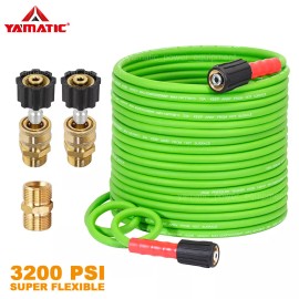 YAMATIC Flexible Pressure Washer Hose 1/4" Kink Resistant Power Washer Hose M22 - 50 ft