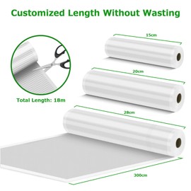 Vihoom Vacuum Sealer Bags, 6 Rolls Vacuum Film 15/20/28 x 300 cm (18 m), Professional Foil Rolls Vacuum Sealer Food 150 µm BPA-Free, Strong & Tear-Resistant, for All Vacuum Sealer & Sous Vide,