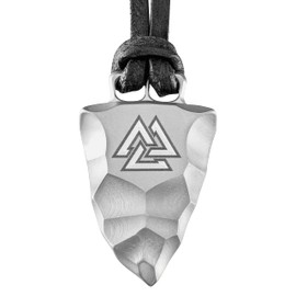 Element of Gods Titanium Fist Wedge Valknut Odin Wotan's Knot Amulet Men's Jewellery Pendant with Leather Strap Black, Titanium