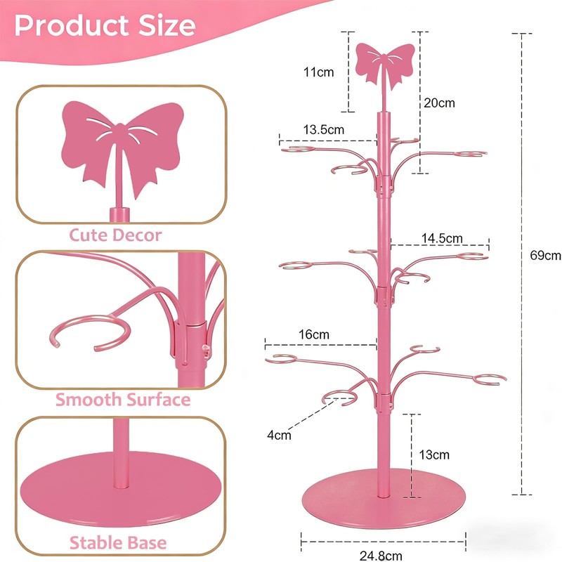 Hebaogugu Wine Glass Holder, Pink Bow Champagne Drink Tower Rack,
