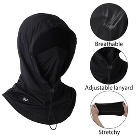 Adorila Sun Face Cover UV Protection Breathable Cooling Balaclava Face Mask Cooling Neck Gaiter for Outdoor Fishing, black