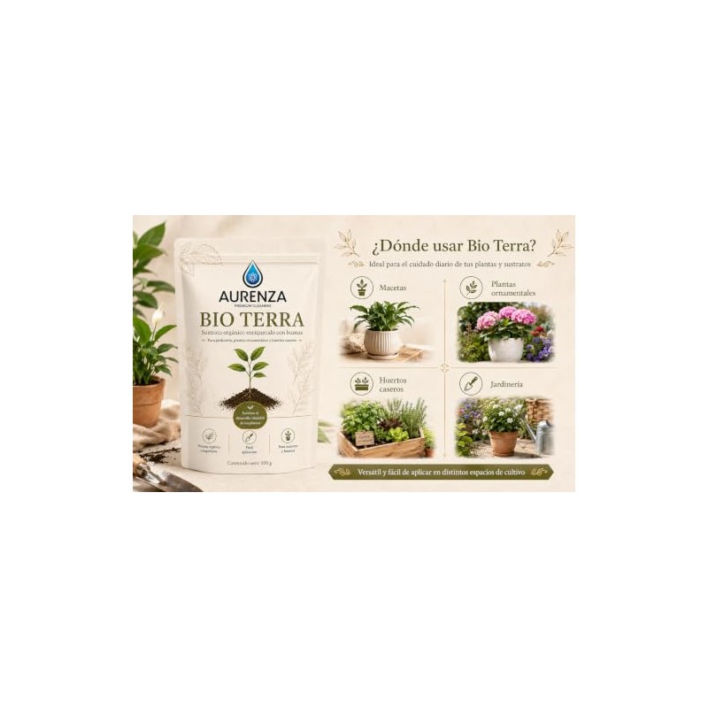 Aurenza Bio Terra Sustrato Enriquecido Humus 500 Favorece Desarrollo Saludable