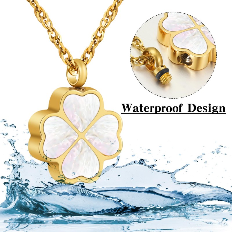 XIUDA Four Leaf Clover Urn Necklace for Ashes for Women