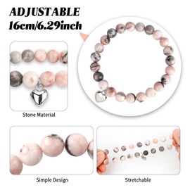 Valentines Day Gift Natural Stone Heart Bracelet Mothers Birthday Gifts Gifts For Daughter Happy Birthday Gifts For Mom Grandma Mother Mom Gifts for Christmas Stocking Stuffers Anniversary Bracelet Gift