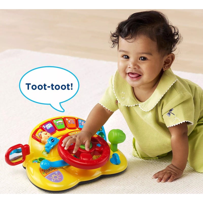 VTech Electronic Steering Wheel Car Driver Turn and Learn Music