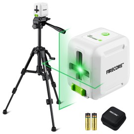 Firecore Laser Level with Tripod, Self Leveling Laser Level Green Cross Line Laser Leveler Tool for Picture Hanging Wall Tile Home Renovation Indoor Projects, Carry Pouch and Battery Included