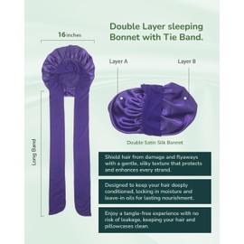 Toris Moe Creations Silk Bonnet Satin Bonnet for Sleeping Women Scarf Wrap Night Cap with Soft Tie Band Perfect for Curly Hair