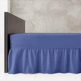 Egypto Plain Dyed Deep Fitted Valance Sheet Double – Easy Care Soft & Durable Fitted Sheet with 30 cm Deep Frill – Breathable – Fit Over Mattress – Machine Washable (Double,Mid Blue)