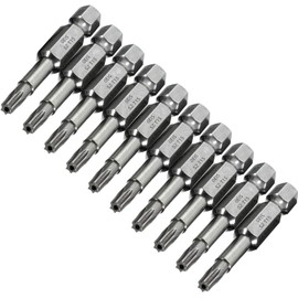 XMHF 10 Piece 50mm Long 1/4 Inch Hex Shank T15 Torx Head Magnetic Screw Driver Bit Set Security Tamper Proof Star 6 Point Screwdriver Kit Tools