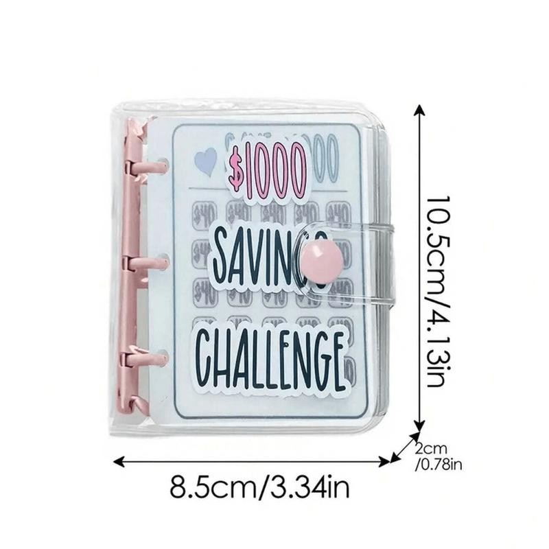 Saving Challenge Book $1000, 3 Ring Binder Clear Cover Money