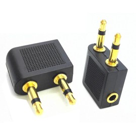 zdyCGTime 2Pack Golden Plated Airline Airplane Flight Headphone Adapters,3.5mm to 2 x 3.5mm Airplane Airline Travel Headphone Earphone Adapter.