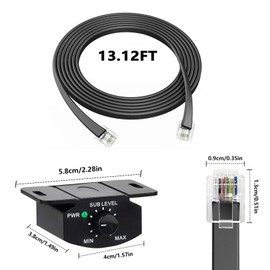 Bass Control Knob Remote Amplifier Replacement Bass Controller Car Audio Adjustable with 6-pin Extension Cord for Subwoofer - 4M/13.12FT Cable