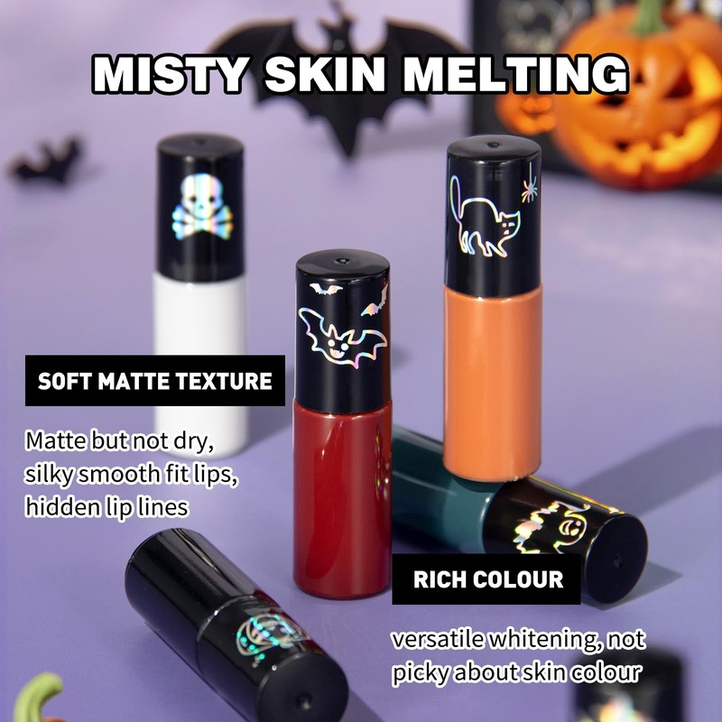 6 Colors Matte Lipstick Set, Dark Red Purple Black Lipstick