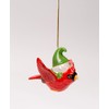 Fine Ceramic Christmas Holidays Gnome Riding Red Cardinal Christmas Tree