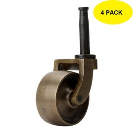 Set of 4 Solid Brass Swivel Caster Heavy Duty & Safe for All Floors Perfect Replacement for Floor Mat Polished Brass Finish Wheels for Chairs/Tables/Furniture