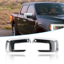 AUCERAMIC Chrome Mirror Covers Fit for Ford F150 2021-2024 Side Mirror Trim Accessories Rearview Mirror Guard Caps